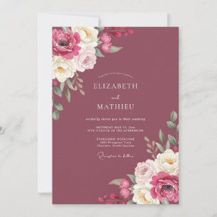 Deep Berry Painted Wedding Invitation