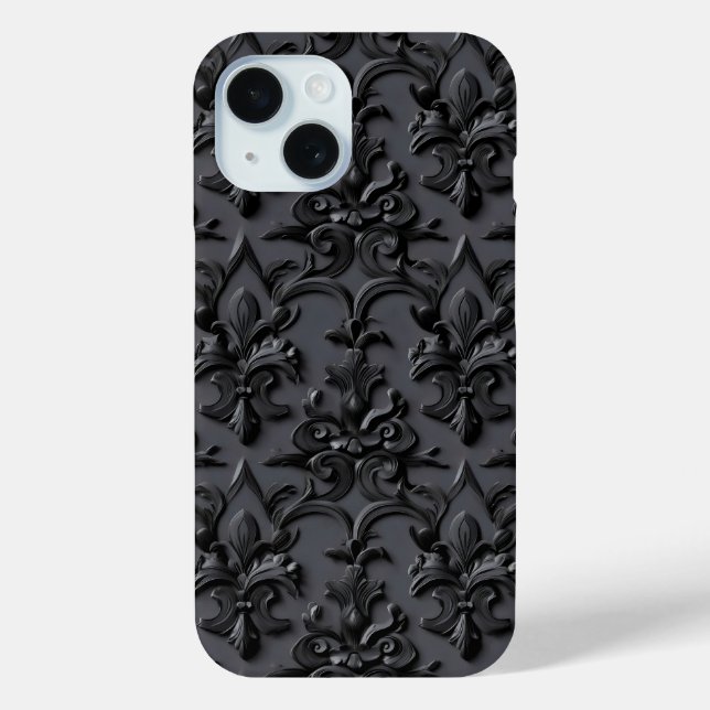 Deep Black Floral Pattern Case-Mate iPhone Case (Back)