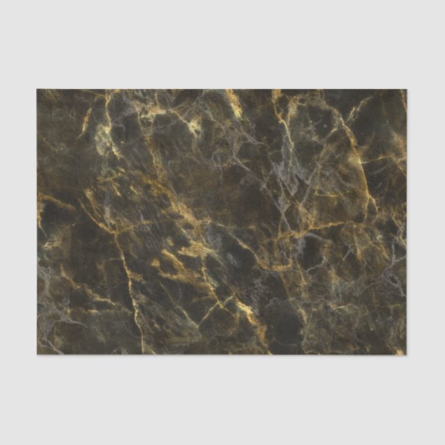 Deep Black & Gold Marble Tissue Paper (Front)