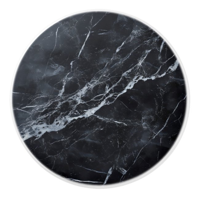 Deep Black Marble Pattern Ceramic Knob (Front)