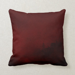 Deep Blood Red Lighthouse Ocean Black Cushion