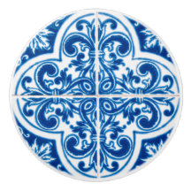 Deep Blook Retro Tile Look  Ceramic Knob