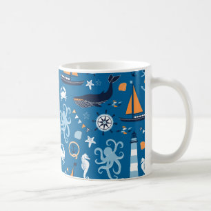 Deep Blue All Things Nautical Coffee Mug