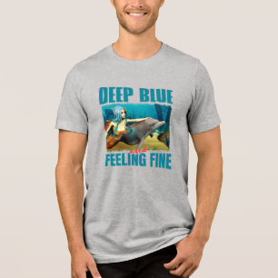 Deep Blue and Feeling Fine Mermaid and Dolphin Tri-Blend Shirt