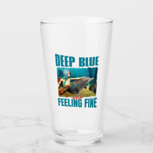 Deep Blue and Feeling Fine Mermaid Dolphin Art Glass