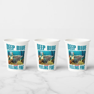 Deep Blue and Feeling Fine Mermaid Dolphin Art Paper Cups