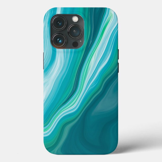 Deep Blue and Teal Green Ocean Marble Art Case-Mate iPhone Case (Back)