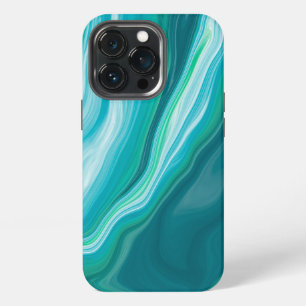 Deep Blue and Teal Green Ocean Marble Art iPhone 13 Pro Case