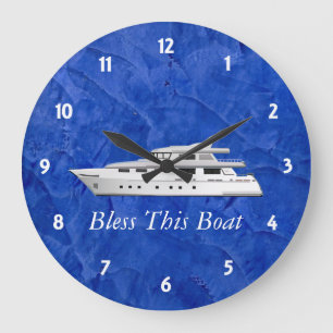 Deep Blue Bless This Boat Wallclock