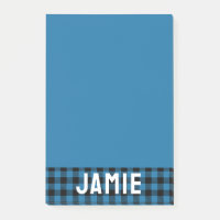 Deep Blue Buffalo Check White Name