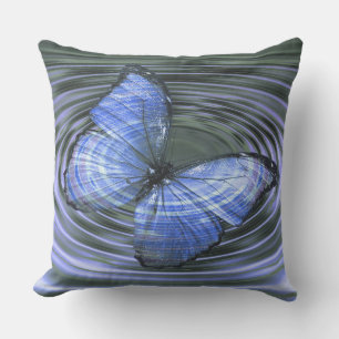 Deep Blue Butterfly Ripples Cushion