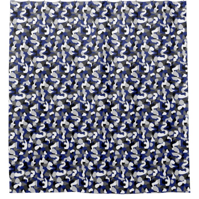 DEEP BLUE CAMO SHOWER CURTAIN (Front)