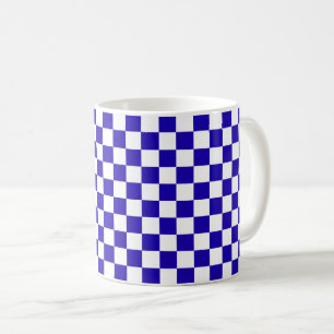 Deep blue chequered coffee mug