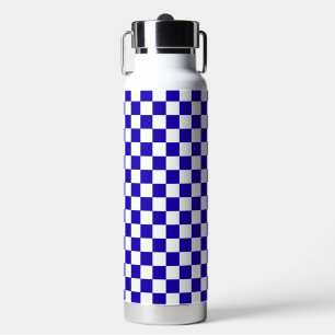 Deep blue chequered  water bottle