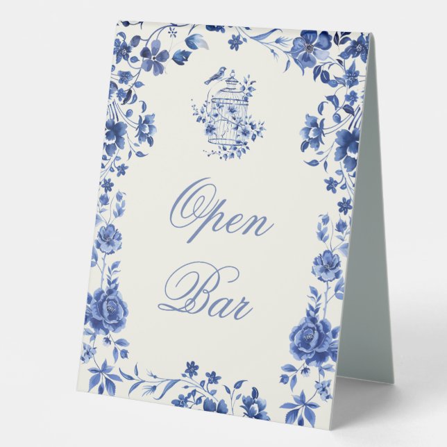 Deep Blue Chinoiserie Vintage Floral Wedding (Front)