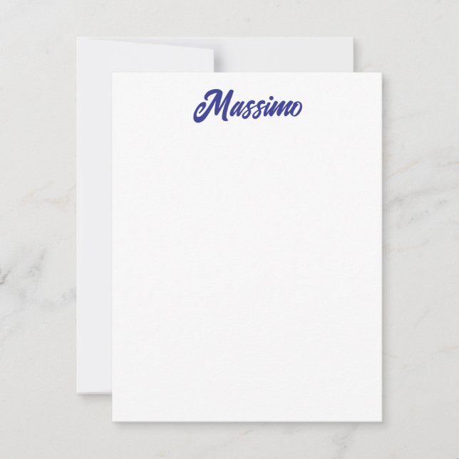 Deep Blue Color Plain Modern Own Name Calligraphy Card (Front)