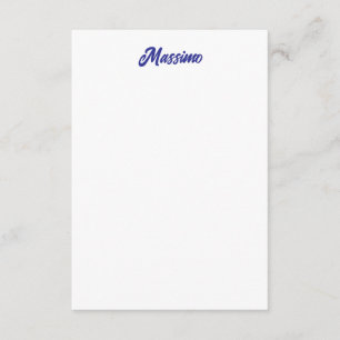 Deep Blue Color Plain Modern Own Name Calligraphy Enclosure Card