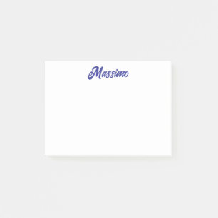 Deep Blue Color Plain Modern Own Name Calligraphy Post-it Notes