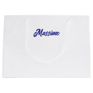 Deep Blue Colour Plain Modern Own Name Calligraphy Large Gift Bag