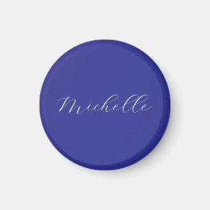 Deep Blue Colour Plain Modern Own Name Calligraphy Magnet