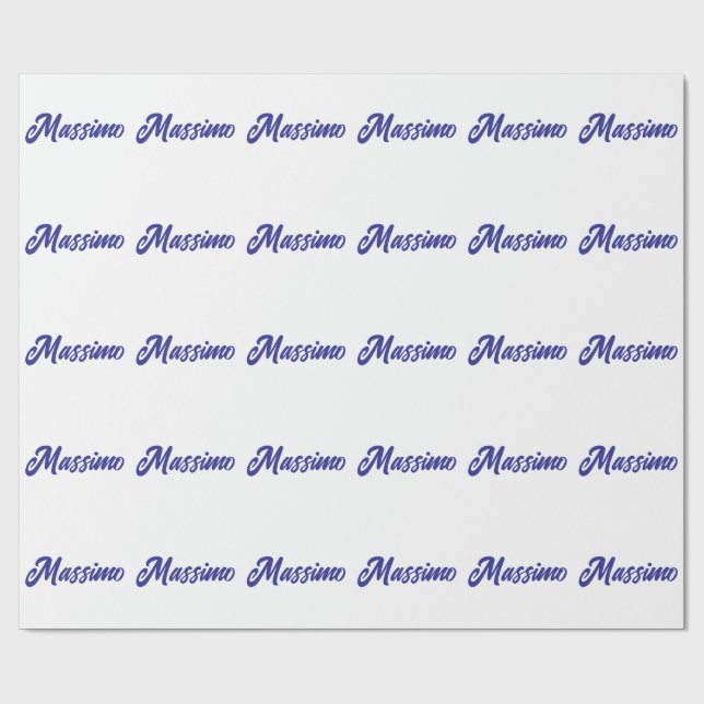 Deep Blue Colour Plain Modern Own Name Calligraphy Wrapping Paper (Flat)