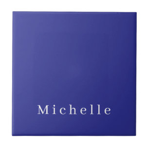 Deep Blue Colour Plain Modern Own Name Minimalist Ceramic Tile