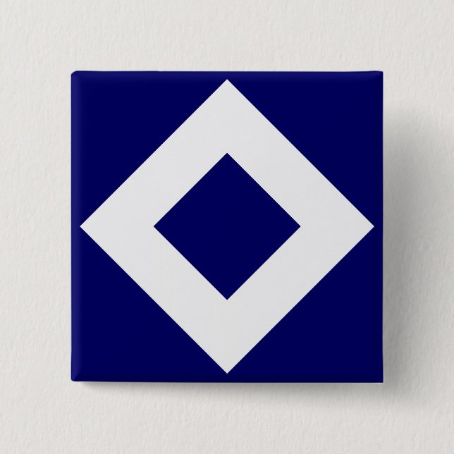 Deep Blue Diamond, Bold White Border 15 Cm Square Badge (Front)