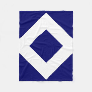 Deep Blue Diamond, Bold White Border Fleece Blanket