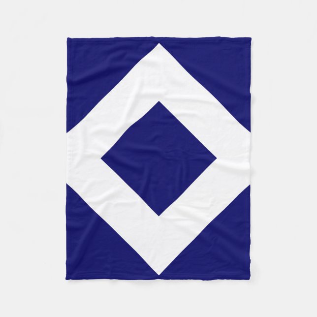 Deep Blue Diamond, Bold White Border Fleece Blanket (Front)