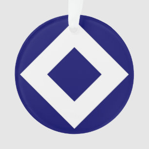 Deep Blue Diamond, Bold White Border Ornament