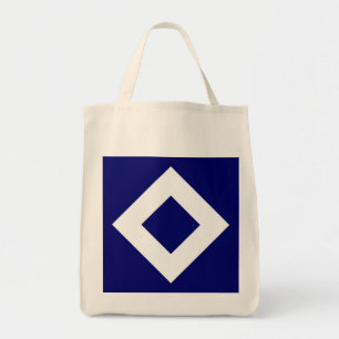 Deep Blue Diamond, Bold White Border Tote Bag