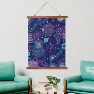 Deep Blue Dreams Abstract Art Hanging Tapestry