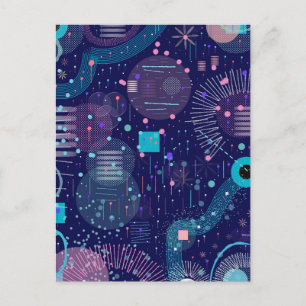 Deep Blue Dreams Abstract Art Postcard