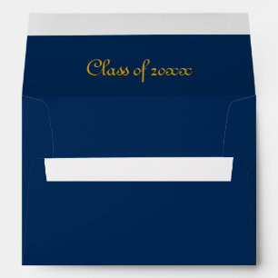 Deep Blue & Elegant Gold Typography Graduation Envelope