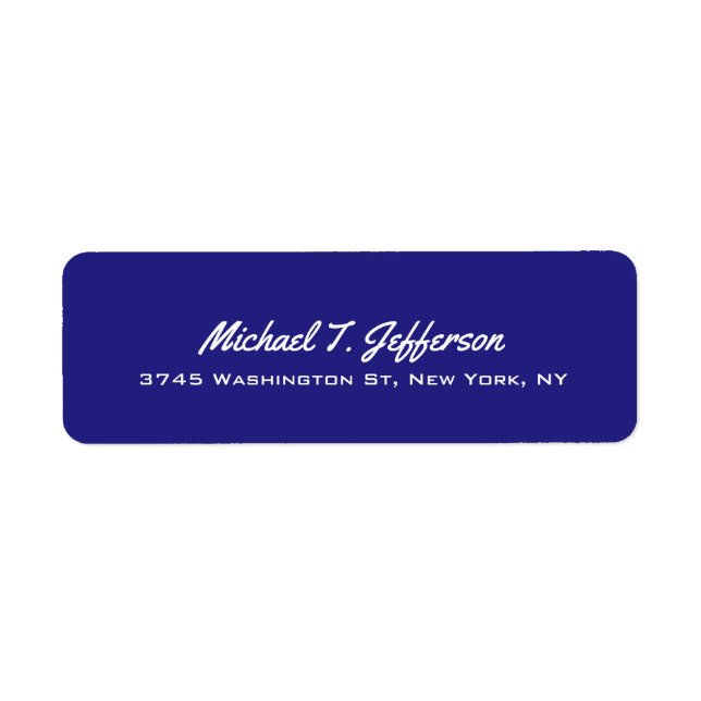Deep Blue Elegant Professional Modern Personal Return Address Label (Front)