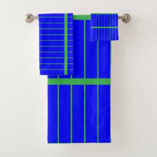 Deep Blue + Emerald Green Stripes Gift Bath Towel Set