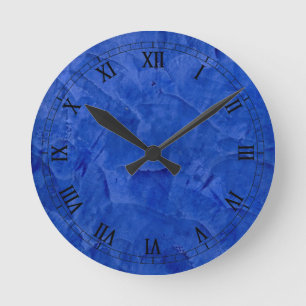 Deep Blue Faux Finish Roman Numerals Round Clock