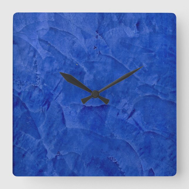 Deep Blue Faux Finish Square Wall Clock (Front)