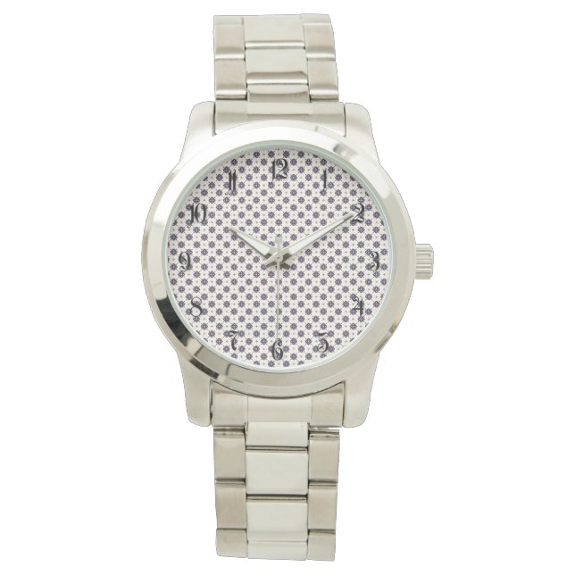 Deep blue flowers pattern watch (Front)