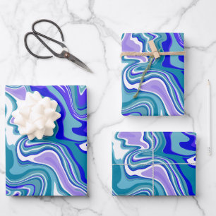 Deep Blue Fluid Abstract Art Wrapping Paper Sheet
