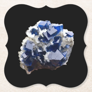 Deep Blue Fluorite Crystal & Flake Calcite Paper Coaster