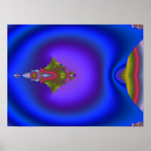 Deep Blue Fractal Poster