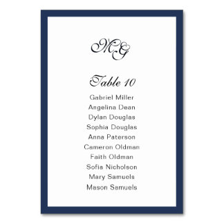 Deep blue Frame. Modern stylish wedding Table Number