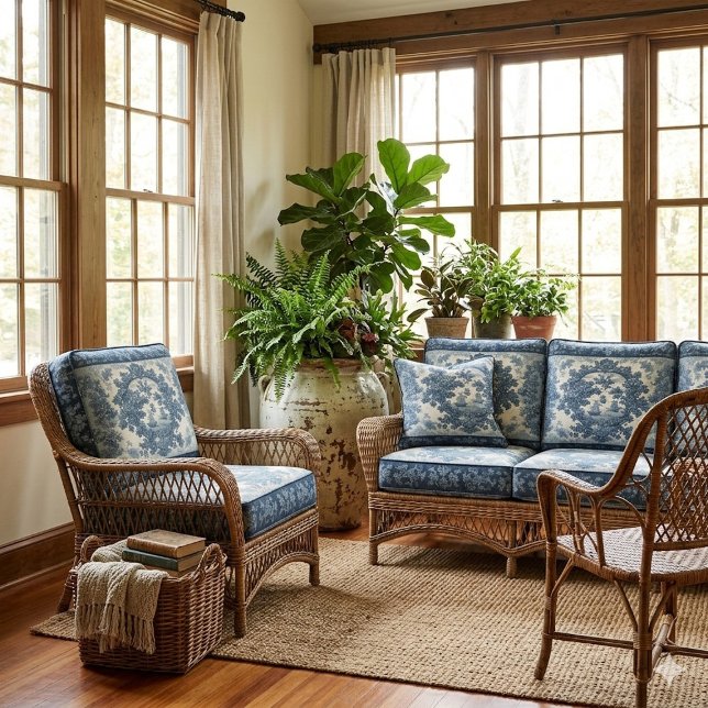 Deep Blue French Warship Toile Floral Motifs Decor Fabric (Deep Blue French Warship Toile Floral Motifs Decor Fabric)