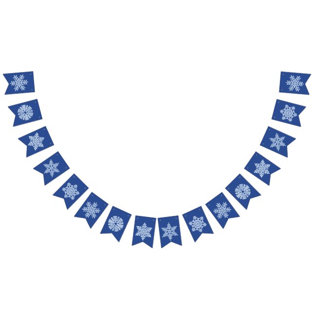 Deep Blue Frozen Snowflake Frosty Winter Christmas Bunting (All)