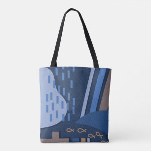 Deep Blue Geometry Tote Bag