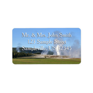 Deep Blue Geyser and Bison at Yellowstone Label