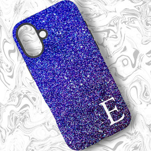Deep Blue Girly Printed Glitter Stylish and Cute  iPhone 16 Plus Case