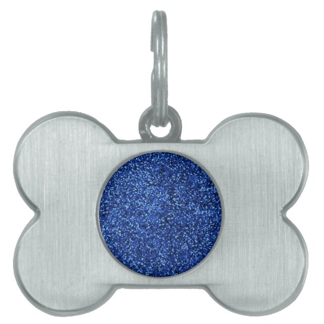 Deep Blue Glitter Pet Name Tag (Front)