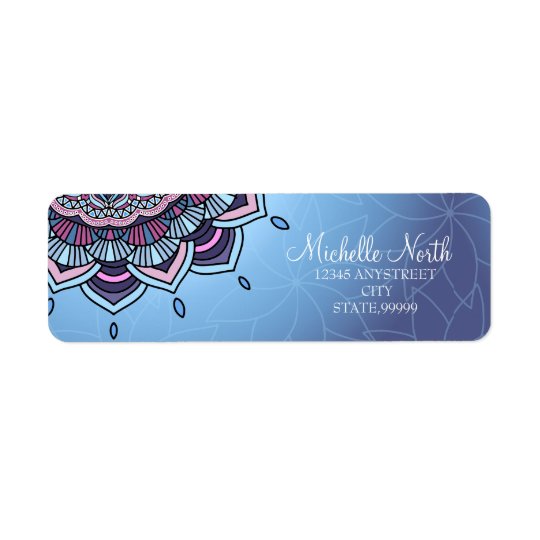 Deep Blue Glow Mandala ID361 Return Address Label